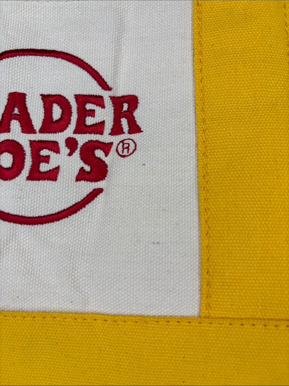 Trader Joe’s Yellow & White Mini Canvas Tote Bag - Picture 7 of 8